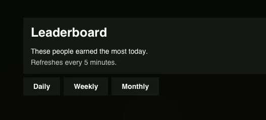 Leaderboard categories